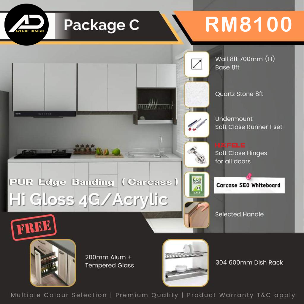 Package C 4G or Acrylic kitchen cabinet, by Avenue Design
